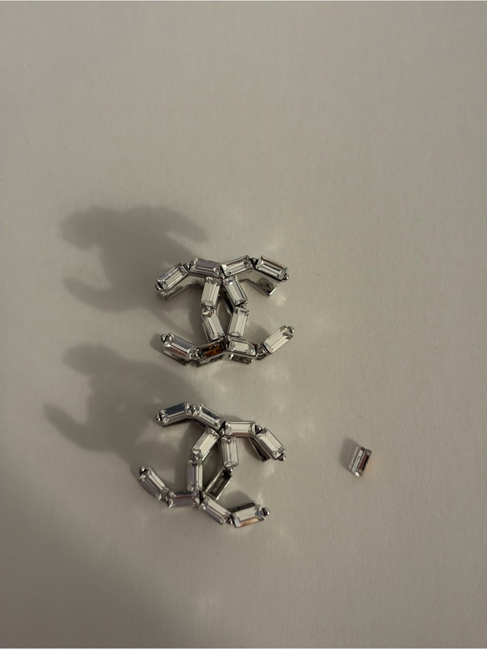 CHANEL Baguette Crystal CC Clip-On Earrings